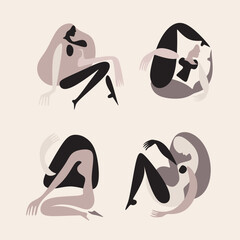 Modern abstract face portrait. Contemporary colorful background Cubism style for print, cards, textile. Vector fashion abstraction poster