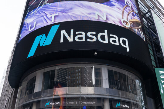 New York, NY, USA - August 21, 2022: The NASDAQ Stock Exchange headquarters in New York, USA on August 21, 2022. The Nasdaq Composite is a stock market index. 