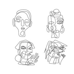 Modern abstract face portrait. Contemporary colorful background Cubism style for print, cards, textile. Vector fashion abstraction poster