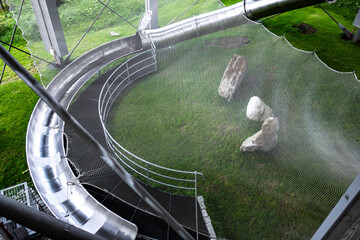 A slide from the observation tower with a safety net