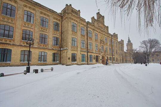 The old building of the national university. Landscape background. Kyiv technical university.