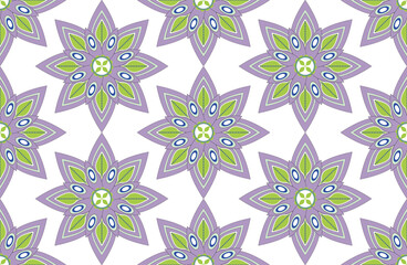 Abstract Geometric Traditional Ethnic Flowers Seamless Tile Pattern Indian Style Trending Retro Chic Design Stylish Colors