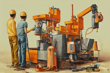 Cementing and Gluing Machine Operators and Tenders ,Painting style V2 High quality 2d illustration