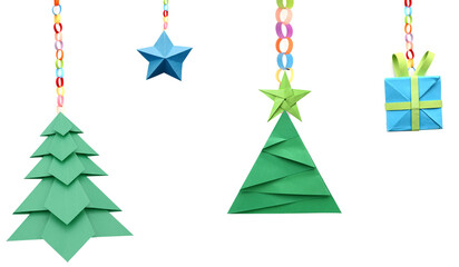 Origami paper crafts: christmas decorations