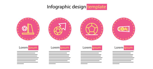 Set line Soccer football ball, Goal soccer, and Football goal with icon. Vector