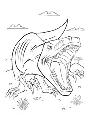 Tyrannosaurus Rex Dinosaur Coloring Page Vector Illustration Art