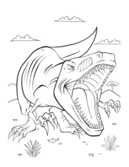 Schilderijen op glas Tyrannosaurus Rex Dinosaur Coloring Page Vector Illustration Art © Blue Foliage