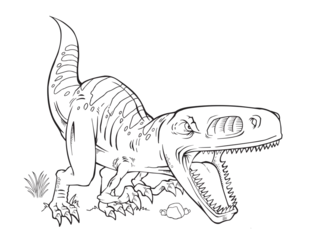 Abwaschbare Fototapete Karikaturzeichnung Tyrannosaurus Dinosaurier Malbuch Seite Vektor Illustration Kunst
