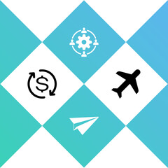 Set Return of investment, Paper plane, Outsourcing concept and Plane icon. Vector