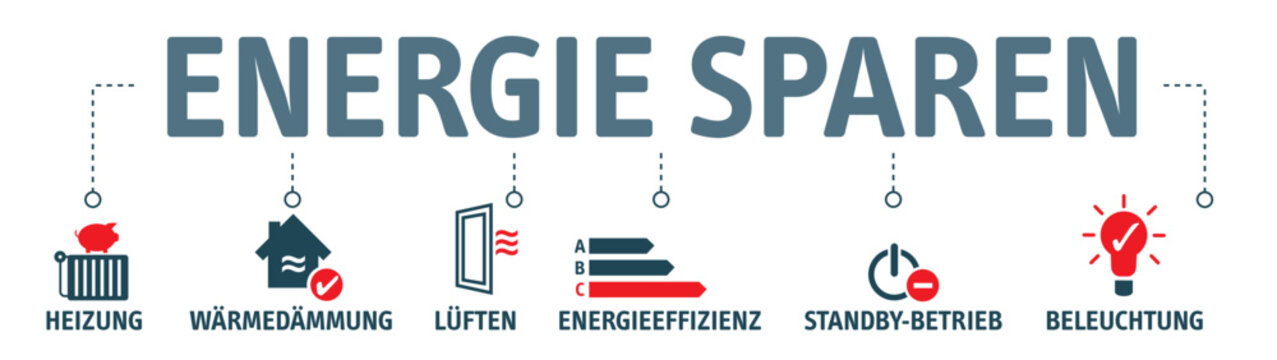 Banner Energie sparen - Vektor Illustration - deutscher Text