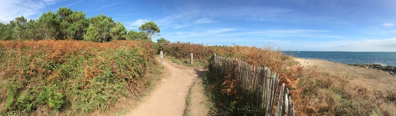 Fototapeta na wymiar promenade côtière à Combrit-Sainte-Marine en Finistère Cornouaille Bretagne France 