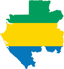 Obraz premium Gabon map city color of country flag.
