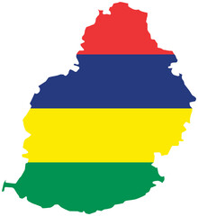 Mauritius map city color of country flag.