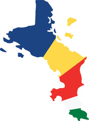 Fototapeta premium Seychelles map city color of country flag.