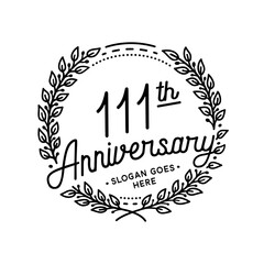 111 years anniversary celebrations design template. 111th logo. Vector and illustrations.
