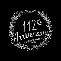112 years anniversary celebrations design template. 112th logo. Vector and illustrations.
