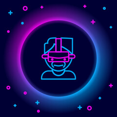 Glowing neon line Virtual reality glasses icon isolated on black background. Stereoscopic 3d vr mask. Colorful outline concept. Vector