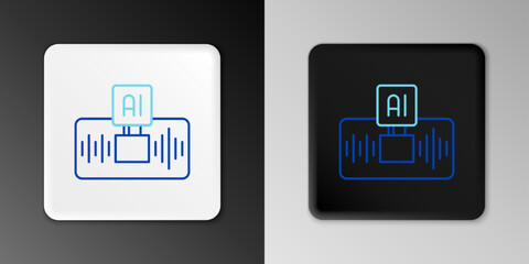 Line Artificial intelligence AI icon isolated on grey background. Machine learning, cloud computing, automated support assistance and networks. Colorful outline concept. Vector