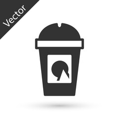 Grey Coffee cup to go icon isolated on white background. Take away print. Vector