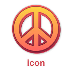 Gold Peace icon isolated on white background. Hippie symbol of peace. Vector