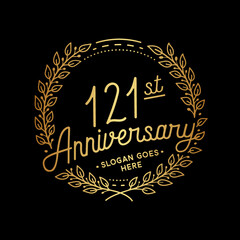 121 years anniversary celebrations design template. 121st logo. Vector and illustrations.
