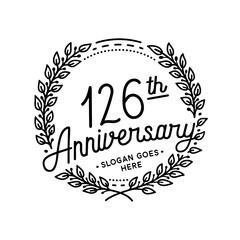 126 years anniversary celebrations design template. 126th logo. Vector and illustrations.
