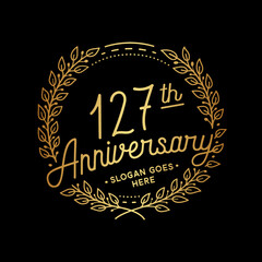 127 years anniversary celebrations design template. 127th logo. Vector and illustrations.
