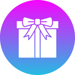 Gift Box Gradient Circle Glyph Inverted Icon