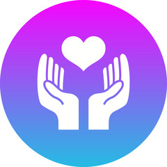 Hand With Heart Gradient Circle Glyph Inverted Icon