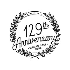 129 years anniversary celebrations design template. 129th logo. Vector and illustrations.
