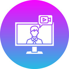 Live Stream Gradient Circle Glyph Inverted Icon