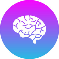 Brain Gradient Circle Glyph Inverted Icon