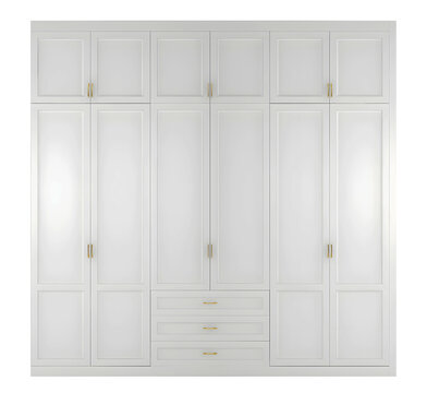 White Vintage Wooden Wardrobe 6 Doors Transparent. Png