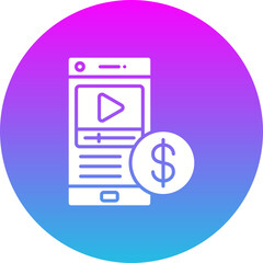 Paid Content Gradient Circle Glyph Inverted Icon