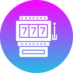 Slot Machine Gradient Circle Glyph Inverted Icon