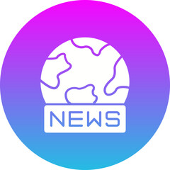 World News Gradient Circle Glyph Inverted Icon