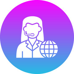 News Reporter Gradient Circle Glyph Inverted Icon