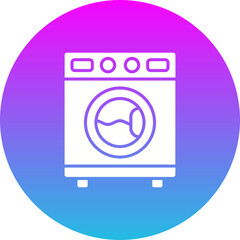 Washing Machine Gradient Circle Glyph Inverted Icon