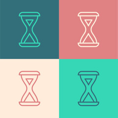 Pop art line Sauna hourglass icon isolated on color background. Sauna timer. Vector