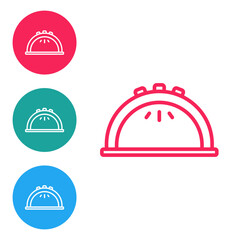 Red line Manicure lamp icon isolated on white background. UV lamp for nail polish drying. Set icons in circle buttons. Vector