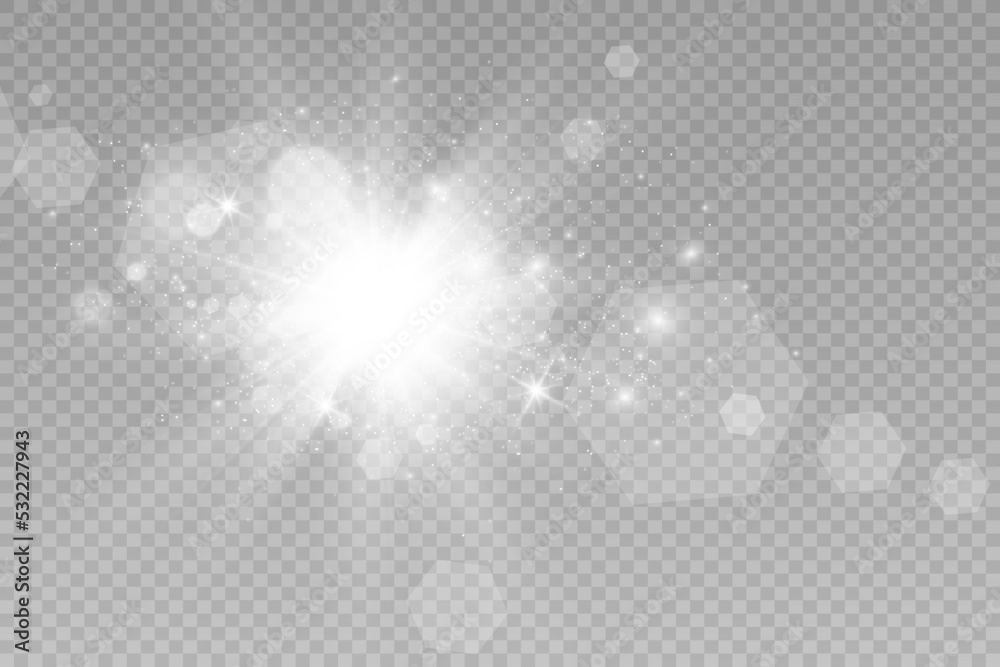Aufkleber special lens flash, light effect. the flash flashes rays and searchlight. illust.white glowing light