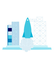 rocket on takeoff  vector illustration background