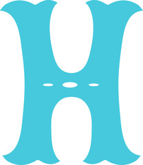 Letter h in latin style decorative alphabet illustration. Spanish slyle