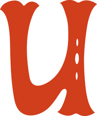 Letter u in latin style decorative alphabet illustration. Spanish slyle