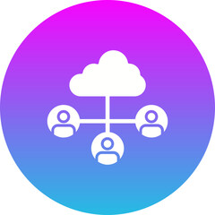 Cloud Sharing Gradient Circle Glyph Inverted Icon