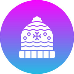 Knit Hat Gradient Circle Glyph Inverted Icon
