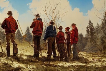 Coaches and Scouts ,Painting style V2 High quality 2d illustration