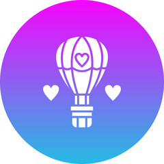 Hot Air Balloon Gradient Circle Glyph Inverted Icon