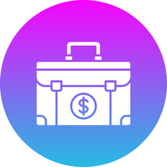 Briefcase Gradient Circle Glyph Inverted Icon