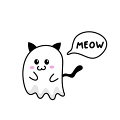  cute ghost in cat costume for halloween